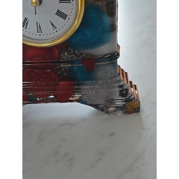 Handmade Resin Desk Clock Decoration Gift Clear With Multi Colored Hearts 731 - Picture 3 of 9